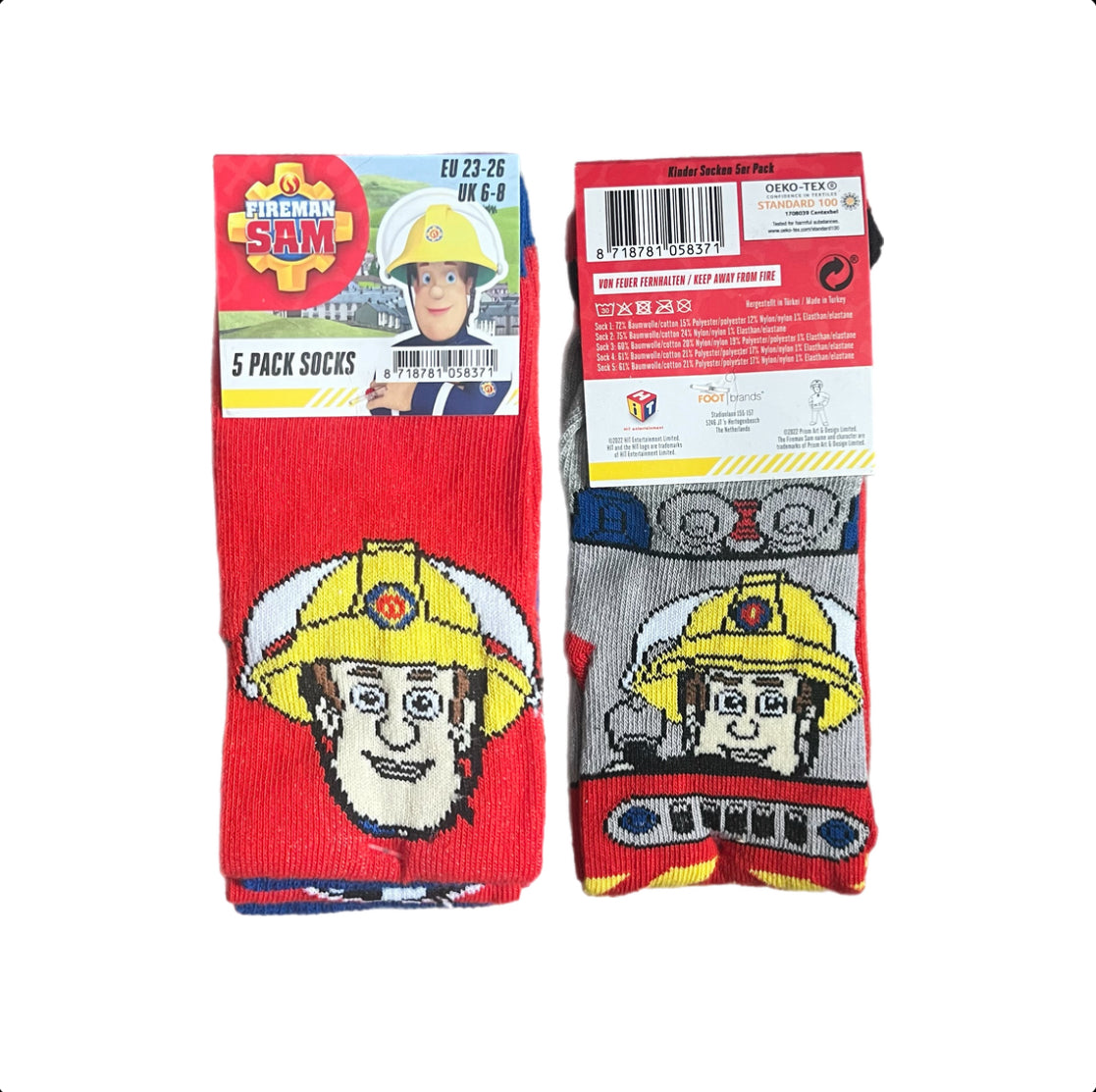 Kinder Socken Feuerwehrmann Sam 5er Pack