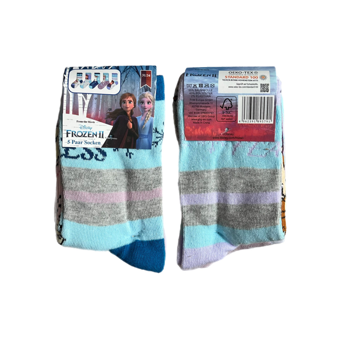 Mädchen Socken 5er Pack Frozen Gestreift