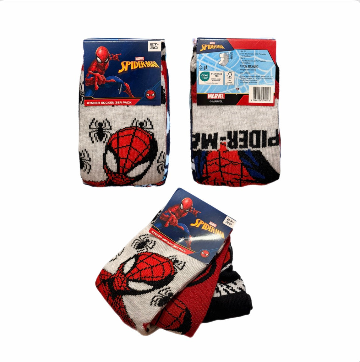 Kinder Socken Spiderman 3er Pack