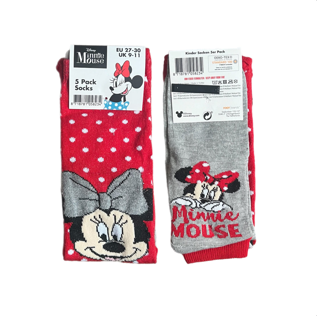 Mädchen Socken 5er Pack Minnie Maus Punkte