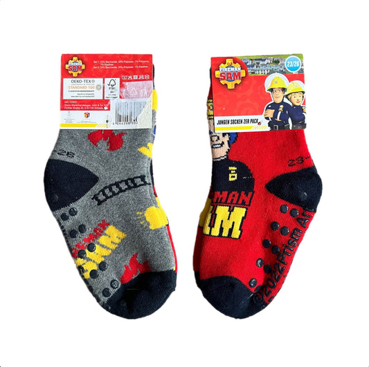 Stoppersocken 2er Pack Anti-Rutsch Socken Feuerwehrmann Sam