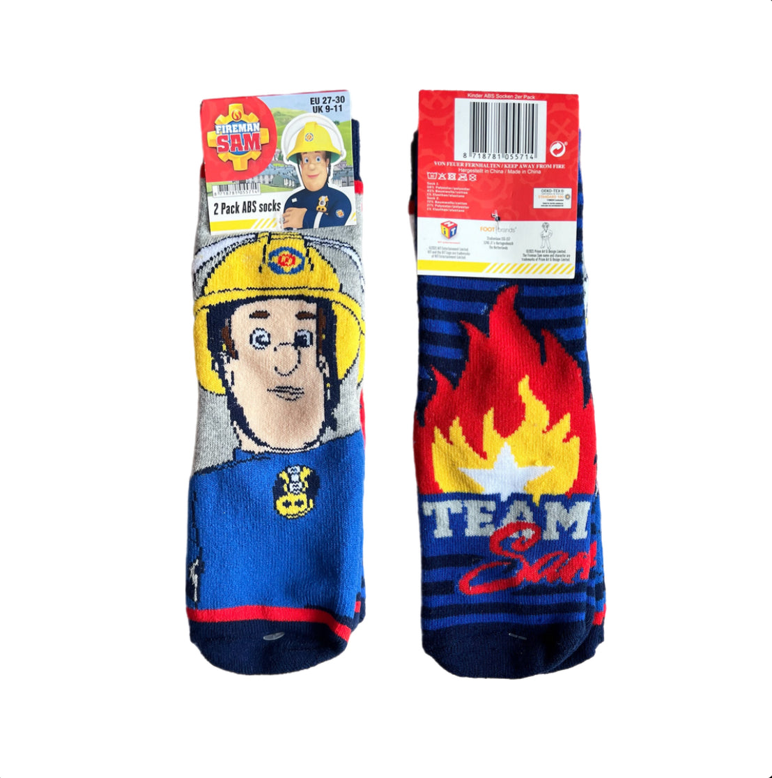 Kinder Stoppersocken Feuerwehrmann Sam 2er Pack Anti-Rutsch