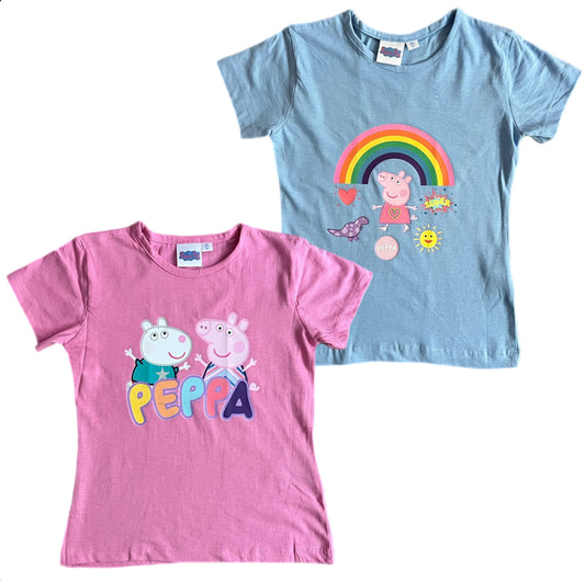 Mädchen T-Shirts 2er Pack Peppa Wutz Rosa Hellblau