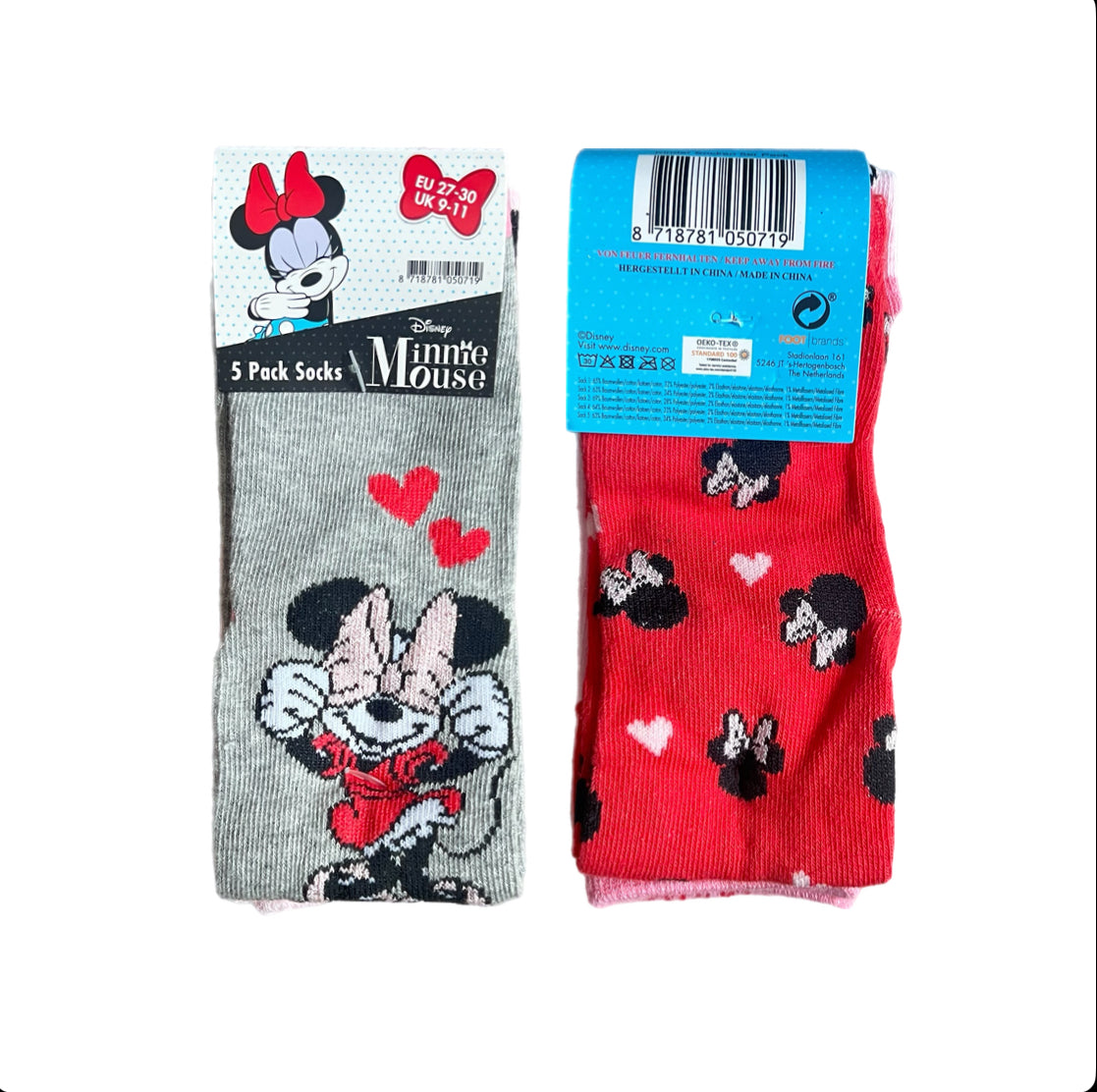 Mädchen Socken 5er Pack Minnie Maus Herzen