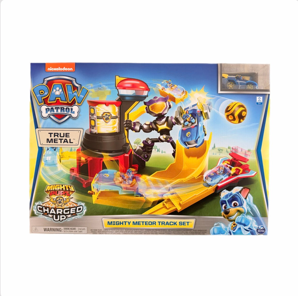 Paw Patrol Mighty Pups True Metal Meteor Spielset mit Chase Metall-Fahrzeug